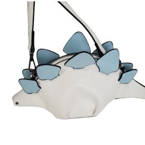 Stegosaurus Shaped Purse Clutch Bag  Novelty Crossbody Girl Boy White Blue 3D